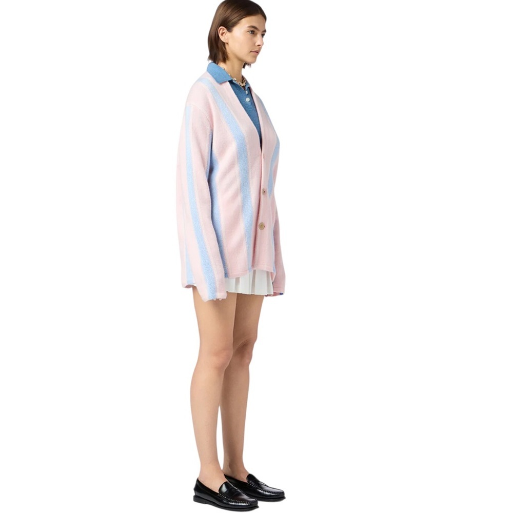 Guest in Residence Baja Everywear Cashmere Cardigan NWT Powder Pink Combo - Picture 5 of 16